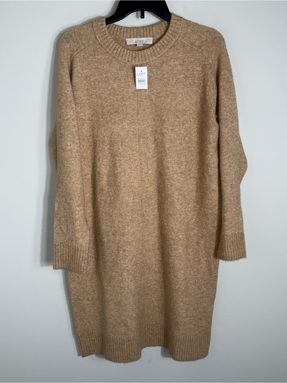 Ann Taylor Loft Sweater Dress-Shift-Camel Tan-Long Sleeves-Size XS-NWT
